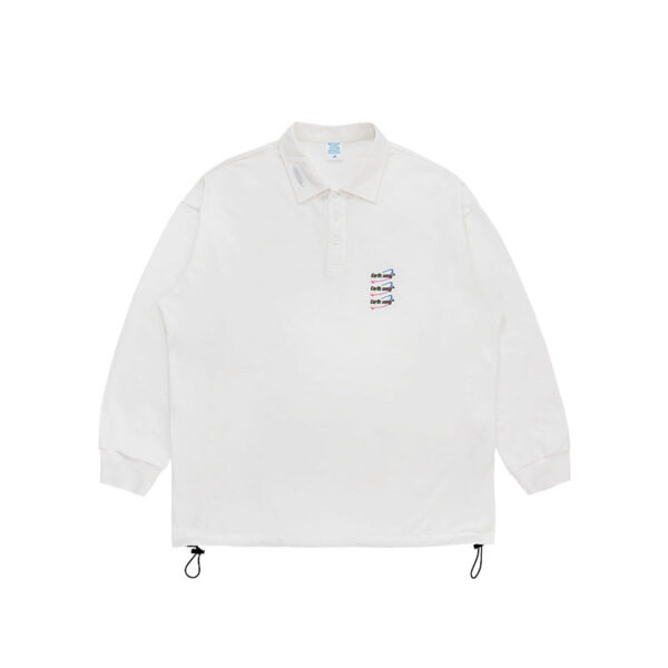 English embroidery lapel collar T-shirt