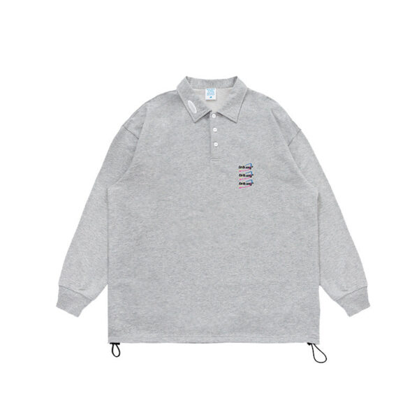 English embroidery lapel collar T-shirt