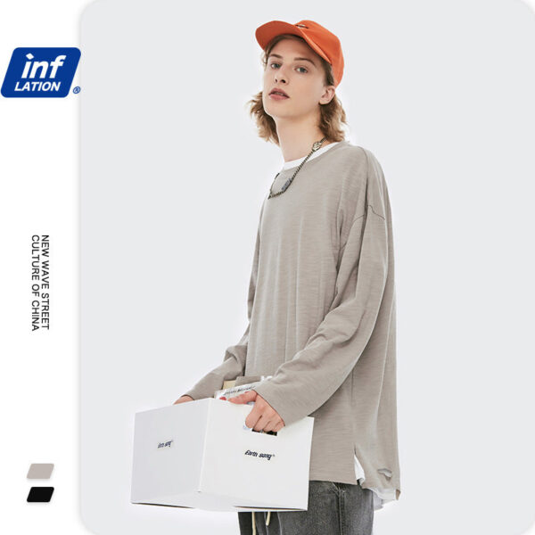 Hem Hole bamboo Long-sleeved T-shirt