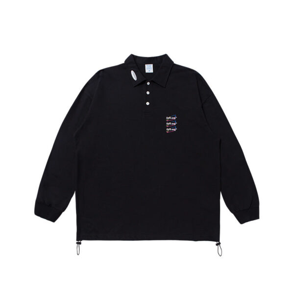 English embroidery lapel collar T-shirt